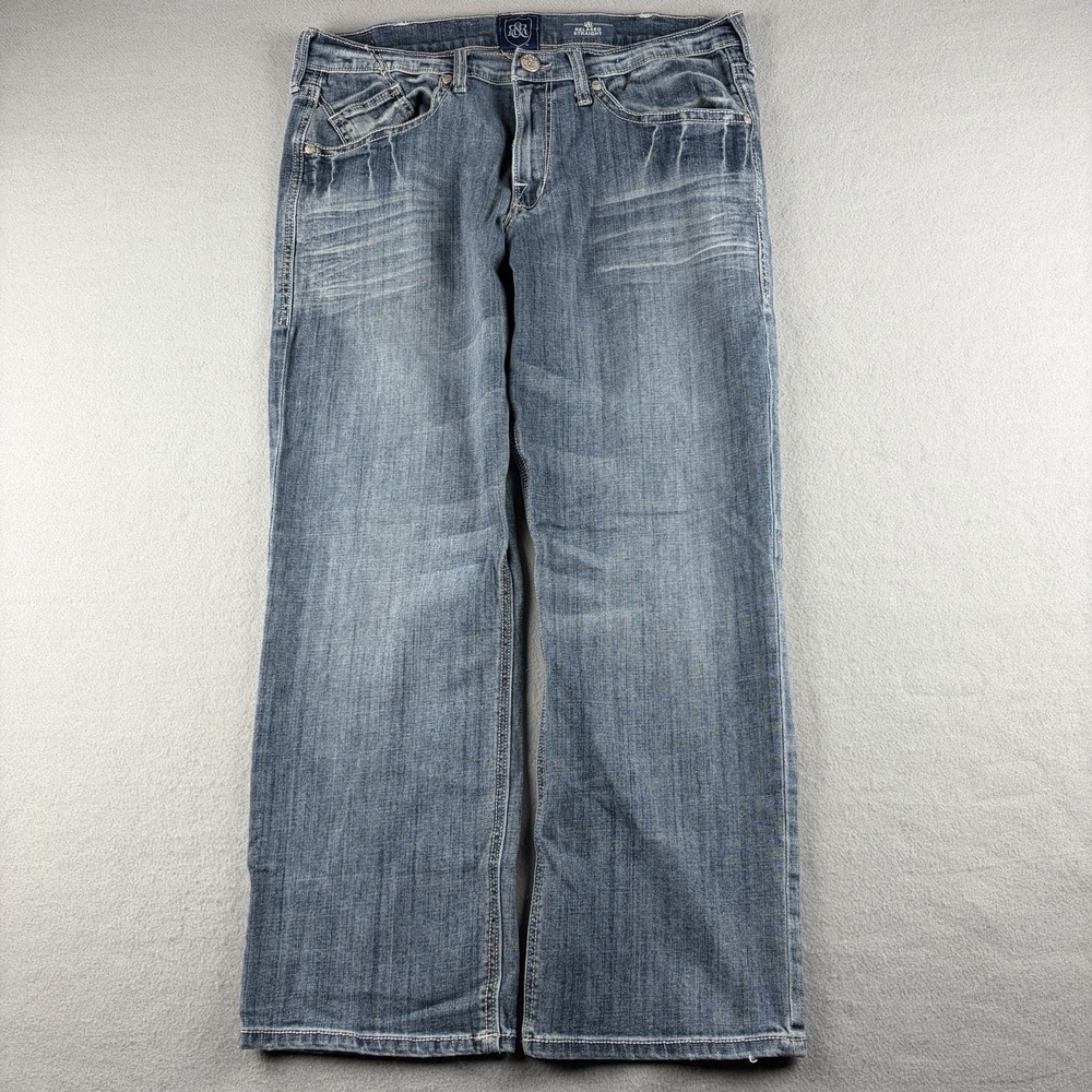 Rock & Republic Relaxed Straight Jeans Men 36x30 Fits 36x29 Blue Stretch Denim